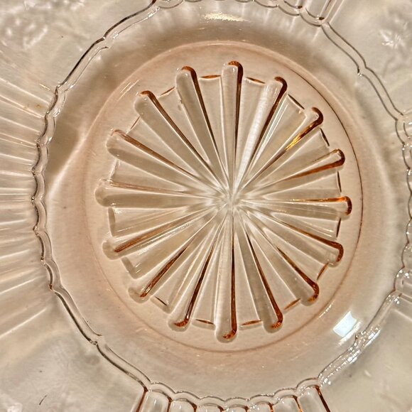 Mayfair Open Rose Pink Depression Glass Serving Bowl Floral Etched Pattern Vinta - Picture 7 of 9